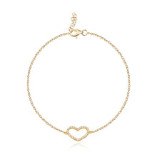 Load image into Gallery viewer, Stylish 14k gold cutout heart bracelet, romantic custom jewelry for women, luxury fine jewelry.