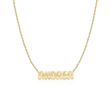 Load image into Gallery viewer, Cutout Name Chain Necklace in 14k gold, elegant personalized jewelry with modern minimalist charm