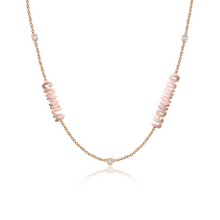 Load image into Gallery viewer, Multiple Cutout Gold Names and Multi Shape Diamonds Necklace in shiny gold, personalized and stylish for meaningful everyday wear