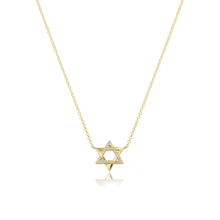 Load image into Gallery viewer, Star of David Half Pave Gold Necklace