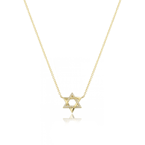 Star of David Half Pave Gold Necklace