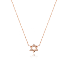 Load image into Gallery viewer, Star of David Half Pave Gold Necklace