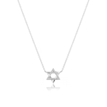 Load image into Gallery viewer, Star of David Half Pave Gold Necklace