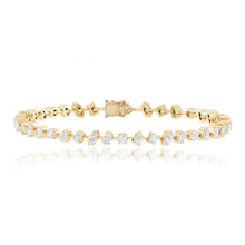 Load image into Gallery viewer, Diagonal multi shape diamond tennis bracelet in 14k gold, elegant and custom fine jewelry.