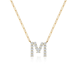 Large Diamond Paperclip Initial Necklace