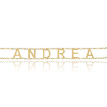 Load image into Gallery viewer, Double Chain Gold Name Bracelet in 14k gold, elegant custom personalized luxury jewelry.