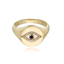 Load image into Gallery viewer, Evil Eye Signet Ring