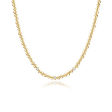 Load image into Gallery viewer, Golden Heart Three Diamond Tennis Necklace