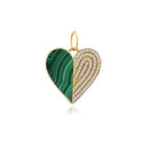 Load image into Gallery viewer, Half Pave Half Stone Heart Charm