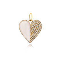 Load image into Gallery viewer, Half Pave Half Stone Heart Charm