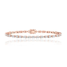 Load image into Gallery viewer, Horizontal multi shaped diamond tennis bracelet in 14k gold, timeless luxury diamond jewelry piece.
