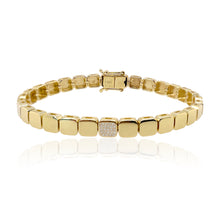 Load image into Gallery viewer, Large Golden Spaced Pave Square Bracelet in 14k gold, striking modern fine gold jewelry piece
