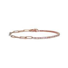 Load image into Gallery viewer, Half and Half Diamond Tennis Paperclip Bracelet