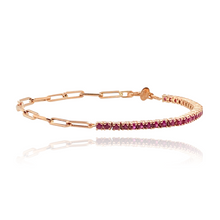 Load image into Gallery viewer, Half & Half Gemstone Tennis Paperclip Bracelet