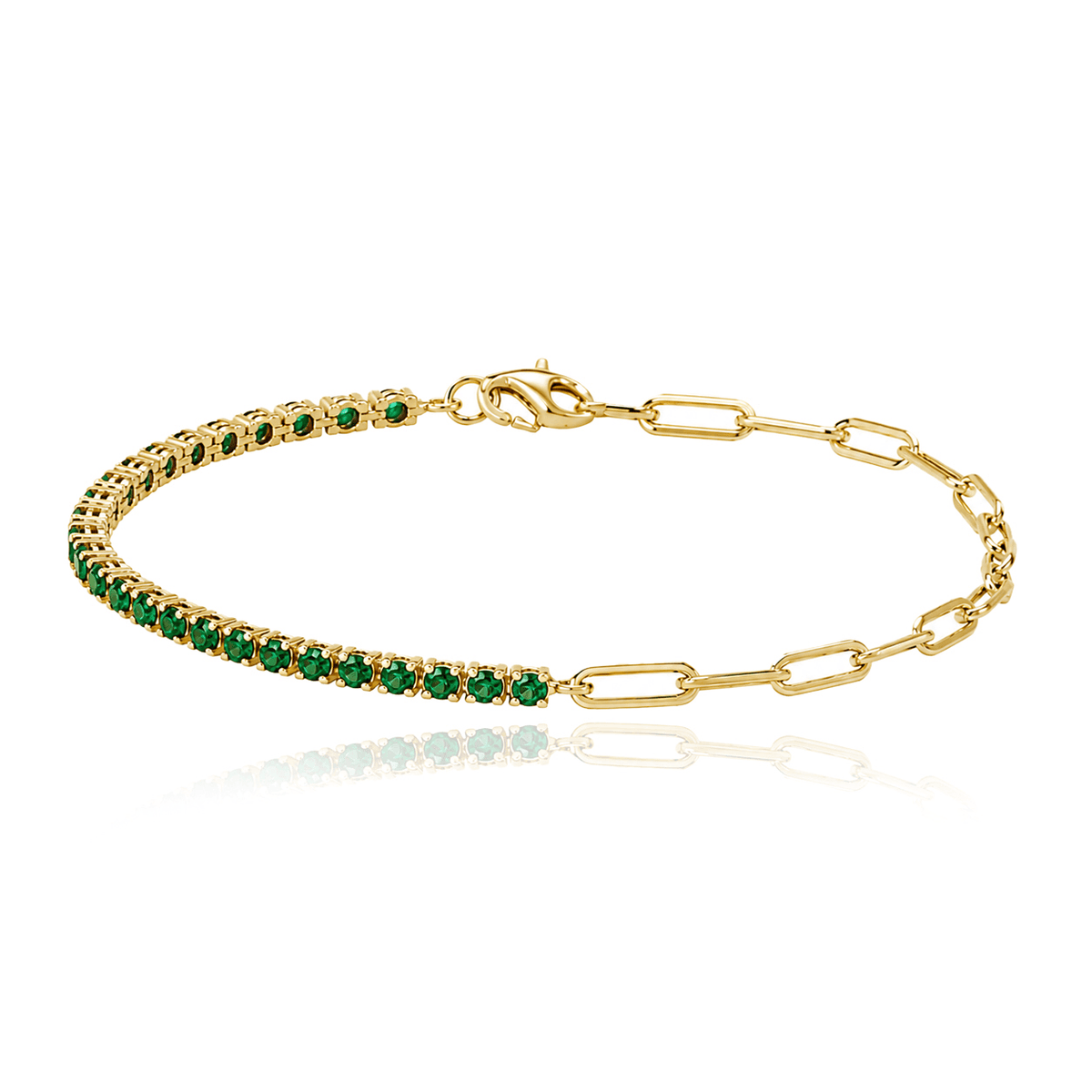 Half & Half Gemstone Tennis Paperclip Bracelet – Alev Jewelry