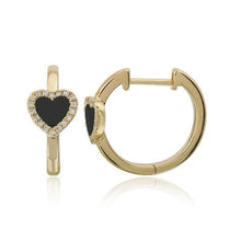 Load image into Gallery viewer, Pave Outline Stone Heart Large Huggies