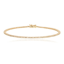 Load image into Gallery viewer, Thin classic diamond tennis bracelet in 14k gold with diamonds, perfect for layering luxury fine jewelry.