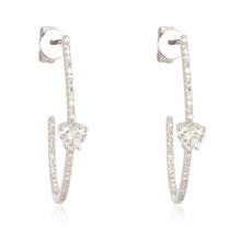 Load image into Gallery viewer, Solitaire Diamond Pave Hoop Earrings