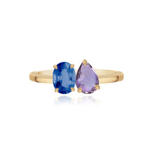Load image into Gallery viewer, Small Two-Gemstones Gold Ring