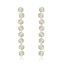 Load image into Gallery viewer, Tilted Emerald Cut Diamond Drop Earrings