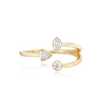 Load image into Gallery viewer, Multi Shape Three Bezel Diamonds Gold Ring