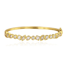 Load image into Gallery viewer, Multi Shape White Topaz Bezel Bangle in 14k gold, a vibrant and playful piece of luxury gold jewelry.