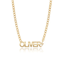 Load image into Gallery viewer, Cutout Gold Name & Pave Charm Necklace