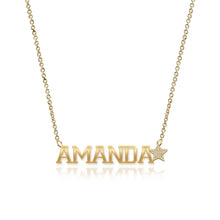 Load image into Gallery viewer, Cutout Gold Name & Pave Charm Necklace