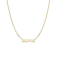 Load image into Gallery viewer, Cutout Gold Names and Multi Shape Diamonds Necklace