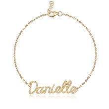 Load image into Gallery viewer, Pavé Name Bracelet in 14k gold, luxury diamond jewelry, personalized custom design for women.