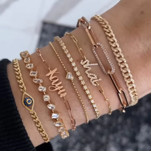 Load image into Gallery viewer, Pave and Sapphire Evil Eye Cutout Cuban Bracelet