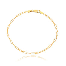 Load image into Gallery viewer, Small Paperclip Anklet in 14k gold, minimalist fine jewelry, perfect for luxury dainty styles.
