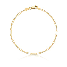 Load image into Gallery viewer, Small paperclip bracelet in 14k gold, minimalist fine gold jewelry for elegant daily wear