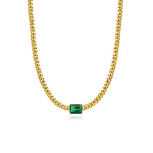 Load image into Gallery viewer, Solitaire Gemstone Cuban Chain Necklace