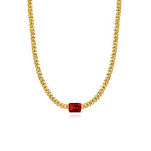 Load image into Gallery viewer, Solitaire Gemstone Cuban Chain Necklace