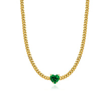 Load image into Gallery viewer, Solitaire Gemstone Cuban Chain Necklace