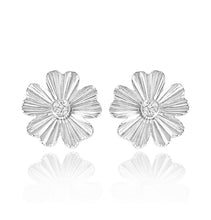 Load image into Gallery viewer, Striped Flower Center Diamond Earrings