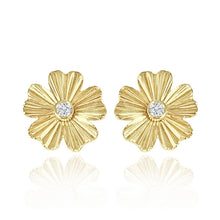 Load image into Gallery viewer, Striped Flower Center Diamond Earrings