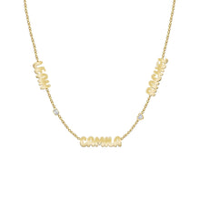 Load image into Gallery viewer, Cutout Gold Names and Multi Shape Diamonds Necklace