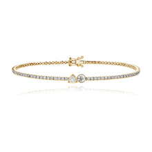 Load image into Gallery viewer, Two diamond tennis bracelet in 14k gold, perfect for personalized luxury jewelry styling.