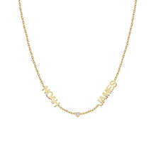 Load image into Gallery viewer, Cutout Gold Names and Multi Shape Diamonds Necklace