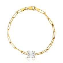 Load image into Gallery viewer, Emerald Cut Gemstone Paperclip Bracelet