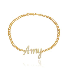 Load image into Gallery viewer, Pave Name Flat Cuban Bracelet