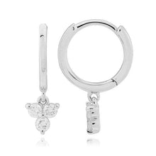 Load image into Gallery viewer, Dangling Clover Gold Huggies