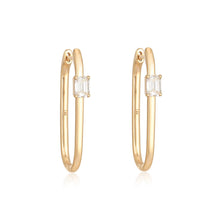 Load image into Gallery viewer, Solitaire Diamond Thin Gold Hoops