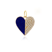 Load image into Gallery viewer, Half Pave Half Stone Heart Charm