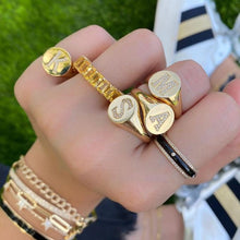 Load image into Gallery viewer, Signet Pave Initial Ring