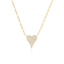 Load image into Gallery viewer, Large Pave Heart Paperclip Necklace