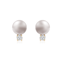 Load image into Gallery viewer, Pearl and Solitaire Diamond Earring