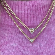 Load image into Gallery viewer, Puffy heart with center pave cuban necklace